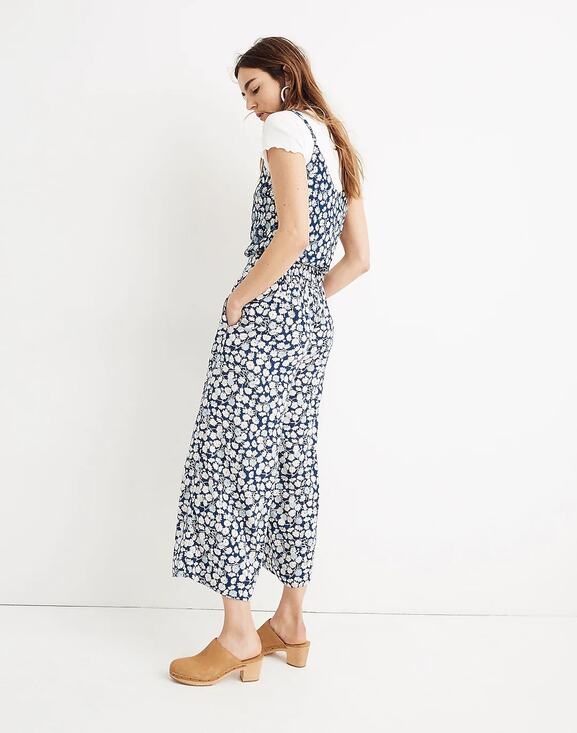 Madewell Pants - Madewell Pant Huston Floral Pull On Crop Blue French S Wide Leg Boho Cottage